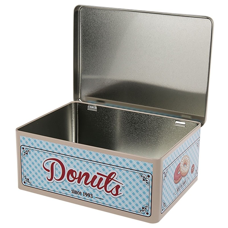 OOTB Donuts Rectangular Tin Box, Metal, Multi-Colour, 21 x 15