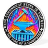 IELCJJ Dumpster Fire Coin - Coloful Skull Dumpster Fire Challenge