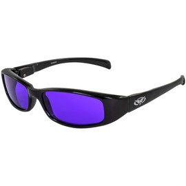 Global Vision New Attitude - Stylish Motorcycle Sunglasses - Purple Lenses Black Frame - Great for Small to Medium Size Faces