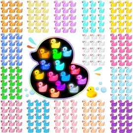 225 Pcs Luminous Mini Resin Ducks Bulk 15 Colors Tiny Duck Glow in The Dark for Garden Micro Landscape Dollhouse Aquarium Potted Ornament Charms Birthday Party DIY Toys Craft Accessories