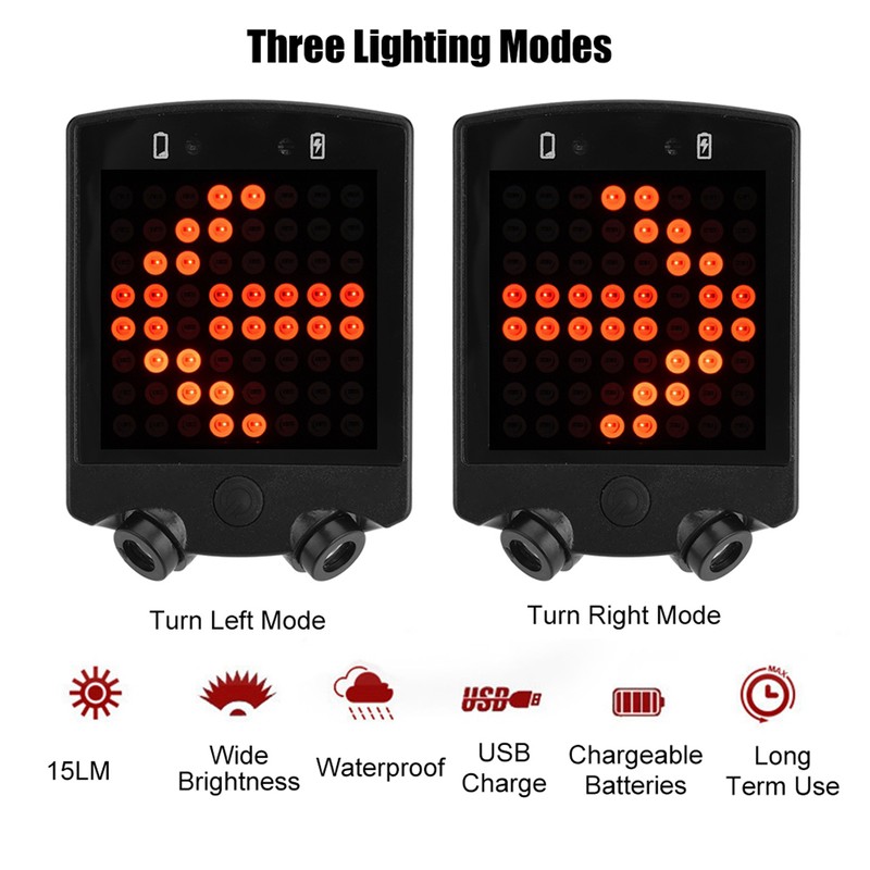 LED Bicycle Bike Turn Signals Rear Tail Warning Light USB