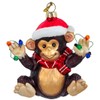 The Bridge Collection Santa Monkey Ornament - 4" Cute and