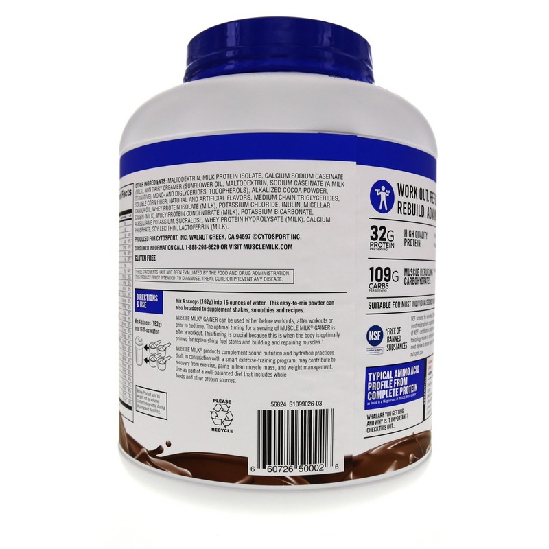 Muscle Milk Gainer Protein Powder, Chocolate, 32g Protein, 5 Pound