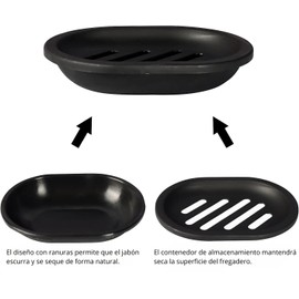 Timotech Juego de 2 Jaboneras para Baño, Soporte de Jabón para Regadera con Bandeja de Goteo, Jabonera de Plástico con Drenaje para Fregadero de Cocina (2 Piezas, Negro)