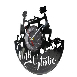 Timethink Nail Art Vinyl Record Wall Clock for Nail Salon Studio Art Business Logo Wall Decor Vintage Vinyl LP Silent 12" Wall Clock Battery Operated Manicurist Gift Girls Bedroom Living Room Decor