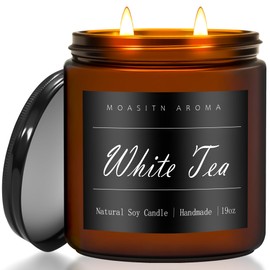 MOASITN White Tea Large Heavenly Scented Candles for Home|19oz 100h Long Lasting Clean Burn|Natural Soy Aromatherapy Candle|2 Wick Jar Candle for Women,Men as Relaxing,Birthday,Housewarming Gifts