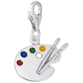 Sterling Silver Artist Palette Charm with Lobster Claw Clasp, Charms for Bracelets and Necklaces