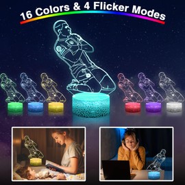 DAHEYMA Soccer Player Celebration 3D Lamp Illusion, Arms-Crossed Kneeling Celebration, 16 Colors with Remote Control Dimmable Night Light, No.7 French Signature Moves Decorations