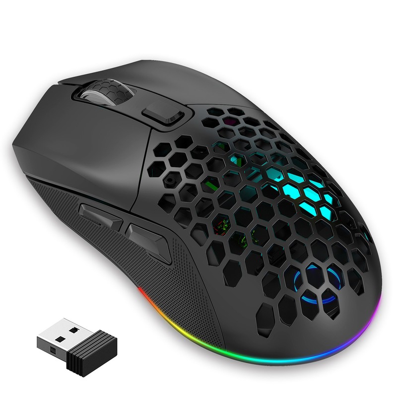 Wireless Mouse 2.4G Or BT5.1 Adjustable DPI Hollowed Out RGB