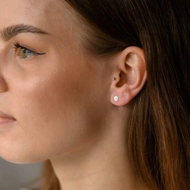 MATERIA by Matthias Wagner Round Plate Stud Earrings Silver 925 Flat for Women Men Children, Silver