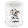 Samunshi® Children's Money Box with Name and Baby Elephant Motif