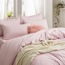 Tifschlaf Single Duvet Cover Set - Single Bedding Set Soft Brushed Microfiber with Zip Fastening, Quilt Bed Cover with 1 Pillowcase, Pink Rose