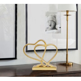 Gold Heart Sculpture Decor Heart Shaped Statue Modern Figurine Decorations for Home Decor Dining Room Living Room Office Centerpiece Table Her/Him Love Wedding Anniversary Couples Valentines Day Gifts