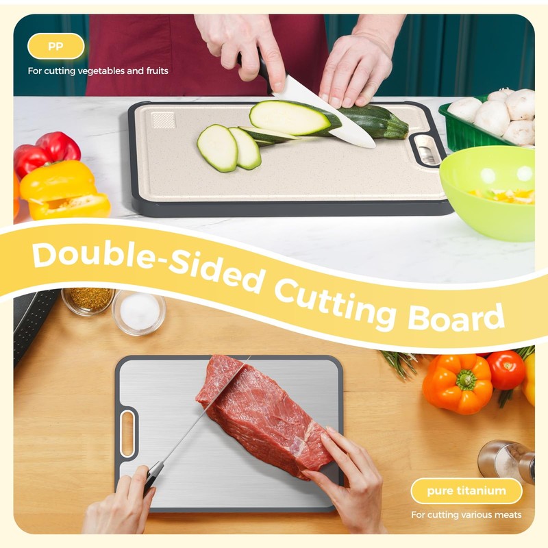 Titanium Cutting Board for Kitchen, Cutting Board Double Sided Food