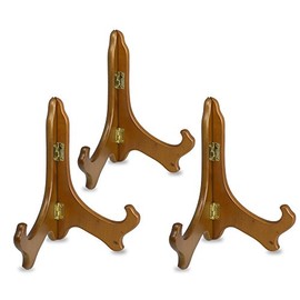 BANBERRY DESIGNS Wood Easels Folding Display Plate Stand Premium Quality Walnut - 7 Inch - Set of 3 Pieces
