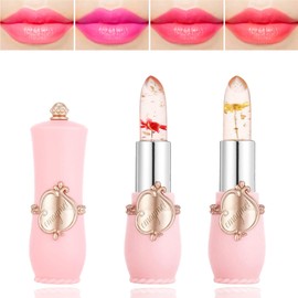 2 Pack Crystal Flower Jelly Lipstick,PH Magic Temperature Color Change Lipstick Lip Gloss,Lip Stick,Long Lasting Nutritious Moisturizing Color Change Changing Tinted Lip Balm Lipstick Set (3+4)