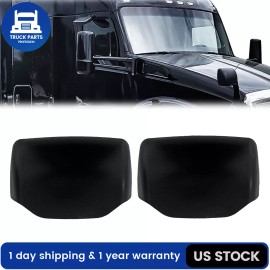 HIGHSOAR Black Hood Mirror Cover Pair For Kenworth T680 T880 Peterbilt 579 587 LH&RH Side