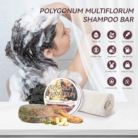Champú LONEOURS con Jengibre para el Crecimiento del Cabello, Orgánico, Anticaspa, Sólido, Antipicazón (Polygonum multiflorum)