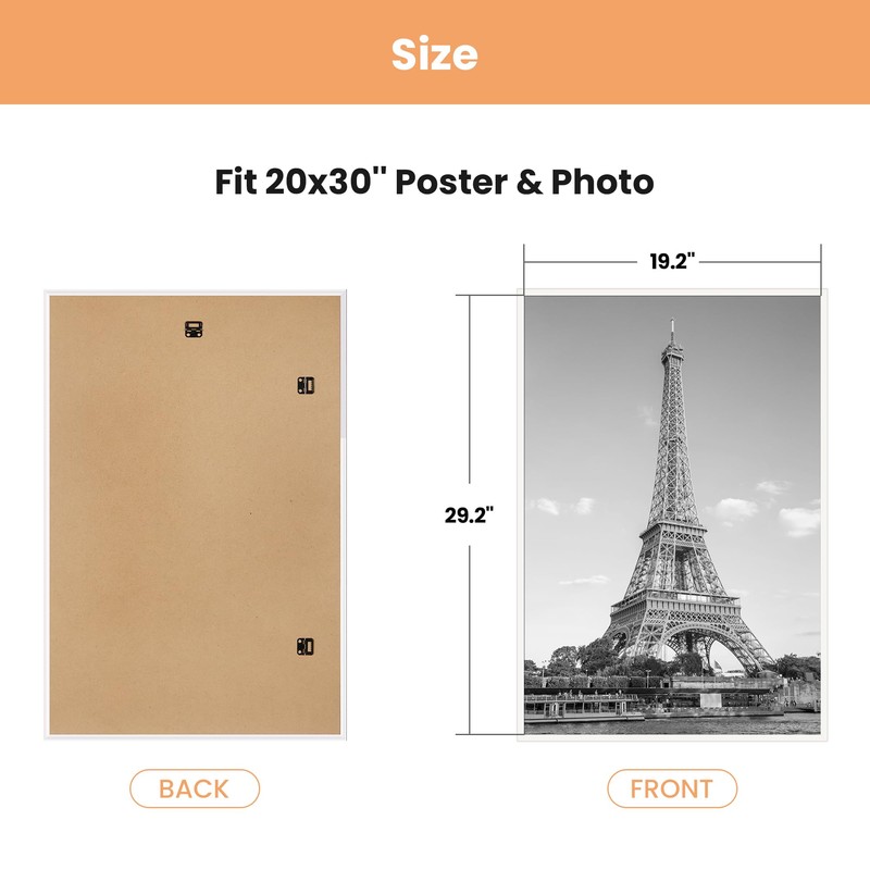 upsimples upsimples 20x30 Picture Frame White 3 Pack, Scratch-Proof Poster