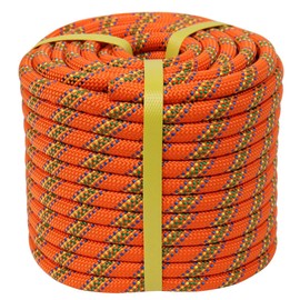 Double Braided Arborist Rope - 1/2 Inch x 200 Feet Polyester High Strength Climbing Rope for Tree Work, Halyard, Sailing (Orange)