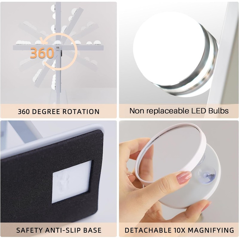 FENCHILIN Vanity Mirror with Lights, 19''x12'' Makeup Hollywood Mirror for