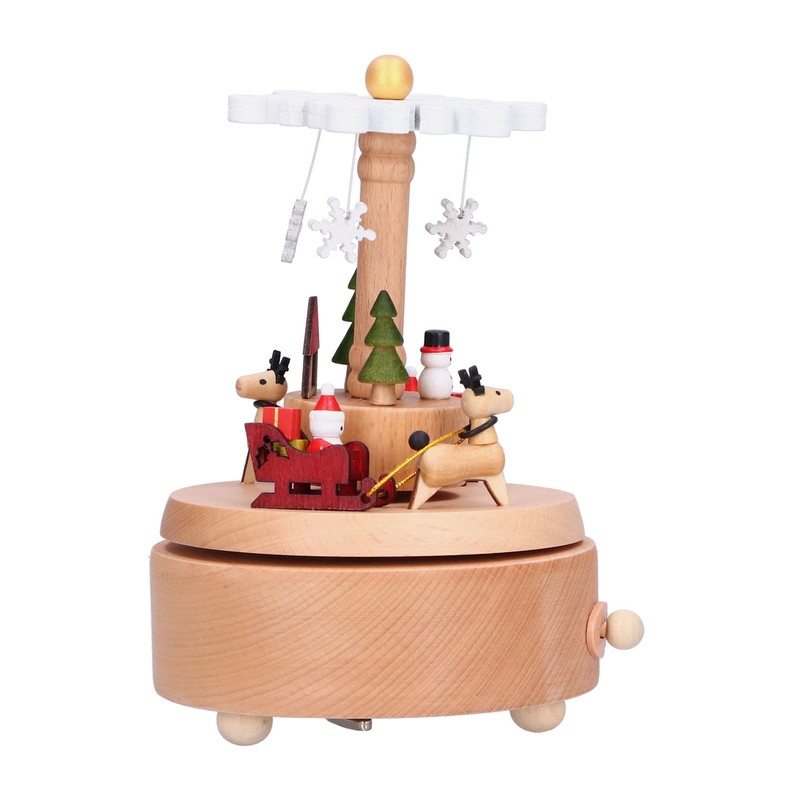 Wooden Music Box Snowflake Decor Wood Grain Texture Beautiful Sound