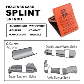 RHINO RESCUE First Aid Splint 36" X 4.3" Orange-Gray, Keep Bones in Position (2, Folded)
