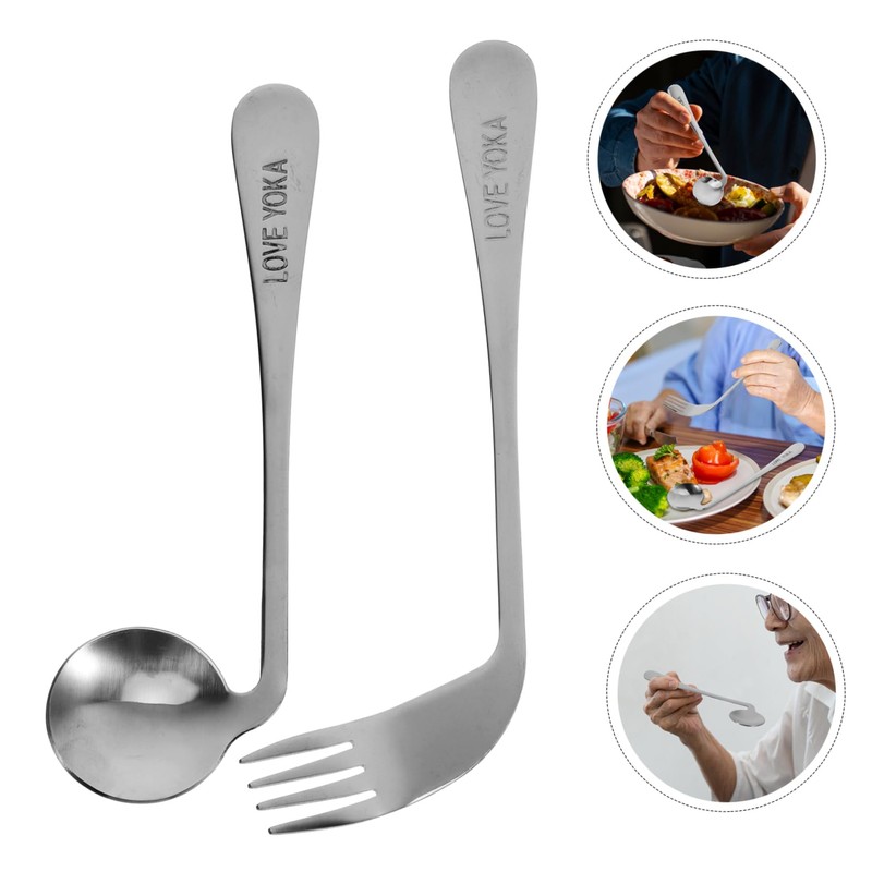Gatuida 1Set Angled Utensils for Easy Self Feeding Ergonomic Tableware