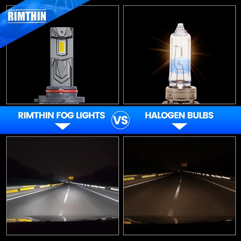 rimthin 9005/HB3 Bulbs, HB3 Fog Lights 6000K Cool White, Pack