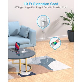 10 Ft Power Strip Surge Protector - One Beat 10ft Extension Cord with 6 Widely Outlets 3 USB Ports (1 USB C), Wall Mount Outlet Extender, Flat Plug Power Strip for Travel Home Office College Dorm Room