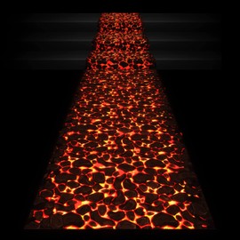Haull 118 x 39 Inch Lava Aisle Runner Hot Coals Floor Runner Fire Volcano Floor Rug for Luau Theme Birthday Party Decorations Supply