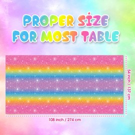 Tudomro 3 Pack Rainbow Tablecloth Colorful Rainbow Table Covers 54 x 108 Inch for Birthday Gay Pride Party Decorations (Light Color)
