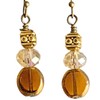 Etched Gold Dangle Earrings Amber Crystal. Jewelry Earrings for Women