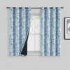 FMFUNCTEX 100% Blackout Floral Curtains for Bedroom, Blue Curtains 54