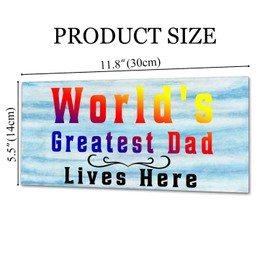 Sign for Door Outside Funny Wooden Door Sign For Front Porch Decor World's Greatest Dad Lives Here House Warming Gift Funny Wreaths Decorations Rustic Farmhouse Wall Pediments Art Decor(12 x 6) Inch