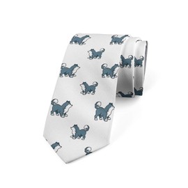 Ambesonne Men's Tie, Siberian Husky Puppy, 3.7", Blue Grey