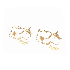 Finest Folia Unicorn Pippi Unicorn Decoration Set Hologram 11 cm x 12 cm Tank Cap Premium Decor T-Shirt Cup (K073 Gold Metallic)