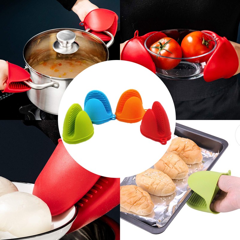 NEPAK 4 Pairs Silicone Cooking Pinch Grips Oven Mitts Potholder