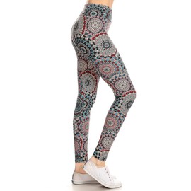 Leggings Depot High Waisted Camouflage & Multiple Print Leggings for Women-3" Yoga-R683, Calm Mandala, One Size