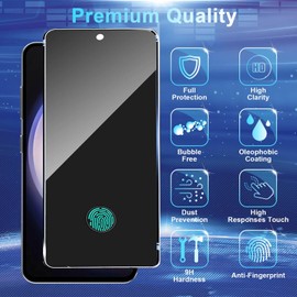 CWQZGUF 2+2 Pack Privacy Screen Protector Compatible with Galaxy S23 FE 5G - 2 Pack Privacy Film + 2 Pack Camera Lens Tempered Glass, High Clarity Bubble Free, Anti-Spy Protection