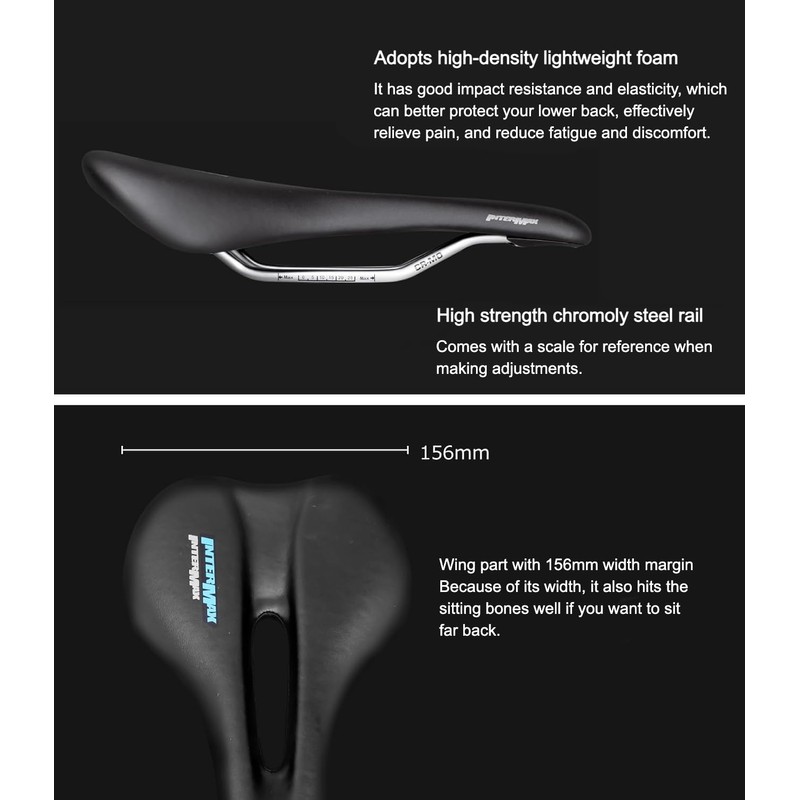 INTERMAX Bike Saddle Seat Wide Hole Shock Absorption Chromoly Soft