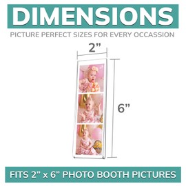 pbf PHOTO BOOTH FRAMES 2x6 Magnetic Picture Frames for Refrigerator | 2 x 6 Clear Magnetic Acrylic Frames for Photo Strips | Magnetic Photo Holders for Fridge, Locker, Sign Holder (6-Pack)