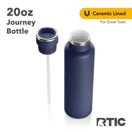 RTIC 20oz Journey Bottle Metal Stainless Steel Vacuum Insulated, BPA Free, Reusable, for Water, Hot and Cold Drinks, Travel, Sports, Camping, Navy