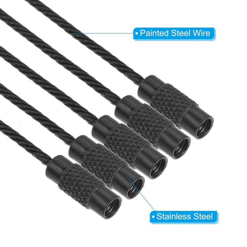 [PATIKIL] 20pcs 5.9" Length Wire Keychain Cable Stainless Steel Key