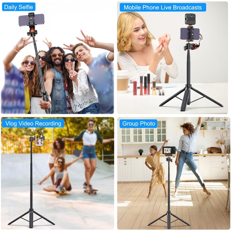 Camera Tripod, 13.7in to 55.7in Lightweight Extendable Selfie Stick Tripod