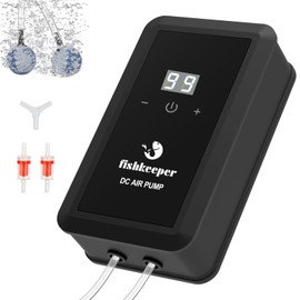 fishkeeper Aquarium Air Pump, 8W 130GPH Dual Outlet Fish Tank Air Pump with Adjustable Airflow Ultra-Quiet Oxygen Aerator Pump with Air Stone Bubbler for 10-120 Gallon Fish Tank