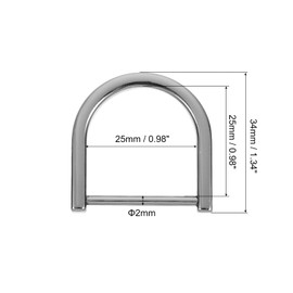 sourcing map D-Rings Screw in Shackle, 4Pcs 1.26 Inch Zinc Alloy Horseshoe U Shape D Ring Buckles for Purse DIY Leather Craft Keychain, Black