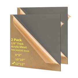Gdhwxcl 1/8 Thick 12 x 12 inch Acrylic Sheets - 2 Pack Plexiglass Sheets for Creative DIY Projects Laser Cutting Engraving UV Printed Signs Crafts Badges (2, Gray, 12 x 12 inch)