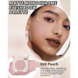 Matte Single Eyeshadow Palette, Nude pink Cream Eye Shadow Lightweight Blendable Powder Eye Shadow, Highly Pigmented Waterproof Long-Lasting Monochrome Eyeshadow Makeup Palette Gifts for Women Girl-02