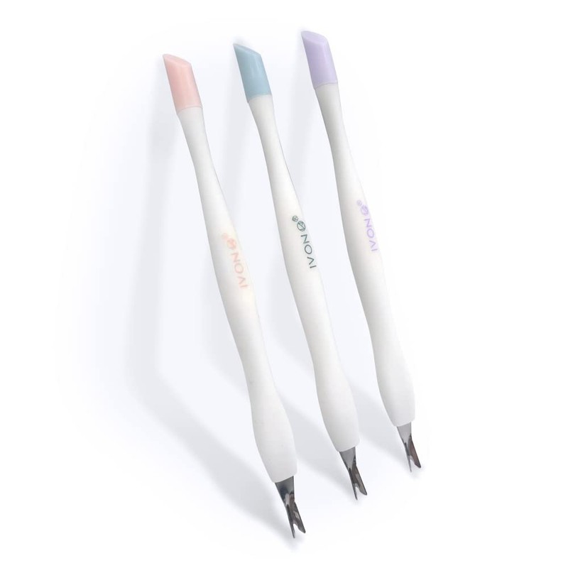 IVON Cuticle Trimmer with Pusher, 3pcs Rubber Tip Cuticle Tool